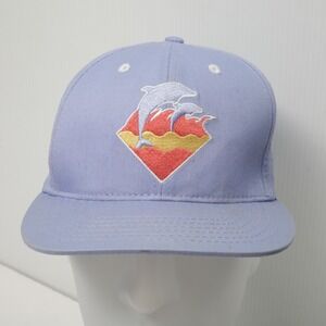 Pink Dolphin Snapback Hat Men OS Periwinkle Blue Embroidered Dolphin Diamond Cap